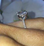 1.7ct Round Cut Diamond Crown Solitaire Engagement Ring 14k White Gold Finish