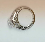 1Ct Round Cut Diamond Filigree Solitaire Engagement Ring 14K White Gold Finish