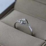 0.3ct Engagement Ring Round Diamond Swirl Twist Solitaire 14k White Gold Finish