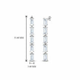 2ct Baguette Cut Diamond Straight Drop Royal Earring 14k White Gold Finish