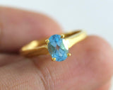 1ct Engagement Ring Oval Cut Blue Topaz Solitaire 14k Yellow Gold Finish