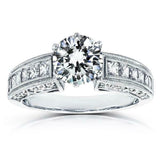 4Ct Round Cut Diamond Milgrain Vintage Engagement Ring 14K White Gold Finish