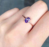 0.45ct Engagement Ring Oval Cut Blue Tanzanite Solitaire 14k Rose Gold Finish