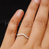 0.2ct Round Cut Moissanite Curved Stacking Wedding Band 14K White Gold Plated