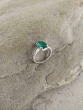 2.1ct Green Emerald Cut Cross Shank Solitaire Women Ring 14k White Gold Finish