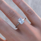 4Ct Emerald Cut DVVS1 Diamond Hidden Halo Engagement Ring 14K White Gold Finish