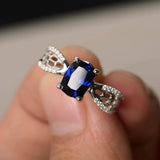 2.5ct Cushion Blue Sapphire Engagement Ring 14k White Gold Over Diamond Accent