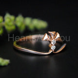 0.4ct Round Cut Moissanite Unique Geometric Engagement Ring 14K Rose Gold Plated