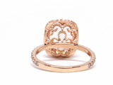 2.5ct Oval Cut Peach Morganite Milgrain Halo Engagement Ring 14k Rose Gold Over