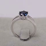 2.1ct Round Cut Blue Sapphire Solitaire with Accent Ring 14k White Gold Finish