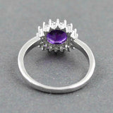 1.3ct Round Cut Purple Amethyst Cluster Halo Floral Ring 14k White Gold Finish