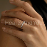 0.5ct Round Cut Moissanite Half Eternity Wedding Band 14k White Gold Plated