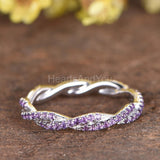 0.3ct Round Cut Simulated Amethyst Infinity Eternity Band 14k White Gold Plated