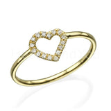 0.25ct Round Cut Moissanite Open Heart Minimalist Ring 14k Yellow Gold Plated