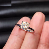 4 Prong Solitaire Engagement Ring 1ct Round Cut Diamond 14k White Gold Finish