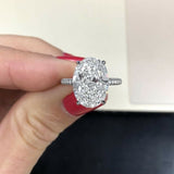 1.7ct Oval Cut Diamond Accents Hidden Halo Engagement Ring 14k White Gold Finish