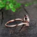 1.2ct Engagement Ring Pear Cut Diamond Curved Crown Tiara 14k Rose Gold Finish