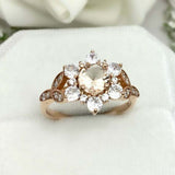 2ct Engagement Ring Round Cut Peach Morganite Diamond Floral 14k RoseGold Finish