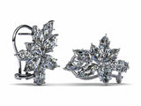1ct Pear Cut Diamond Floral Cluster Stud Earrings Women 14k White Gold Finish