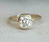 1.5ct Cushion Cut Diamond Engagement Ring 14k Yellow Gold Finish Unique Trio Set