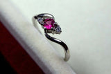 0.56ct Engagement Ring Round Cut Pink Ruby Swirl Trilogy 14k White Gold Finish