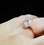 1.3ct Oval Cut Diamond Engagement Ring Milgrain Solitaire 14k Rose Gold Finish