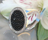 5Ct Round Black & White Diamond Disc Cluster Cocktail Ring 14K White Gold Finish