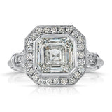 2.5ct Asscher Simulated Diamond Vintage-Inspired Halo Ring 14k White Gold Plated