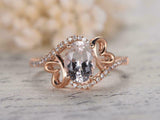 2.2ct Oval Cut Peach Morganite Engagement Ring 14k RoseGold Finish Unique Design