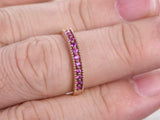 2ct Round Pink Sapphire Wedding Band Milgrain Half Eternity 14k Rose Gold Finish