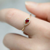 1ct Round Cut Pink Ruby Engagement Ring Evil Eye Minimalist 14k Yellow Gold Over