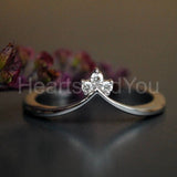0.1ct Round Cut Moissanite Trilogy Curved Engagement Ring 14K White Gold Plated
