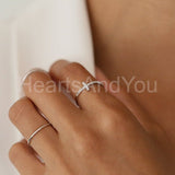 0.5ct Round Cut Moissanite Dainty Cross Engagement Ring 14k White Gold Plated