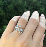 1Ct Round Cut Diamond Olive Branch Promise Engagement Ring 14K White Gold Finish