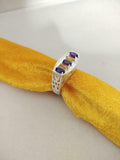 3ct Oval Cut Purple Amethyst Citrine Filigree Cocktail Ring 14k WhiteGold Finish