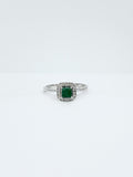 0.2ct Princess Cut Simulated Emerald Minimalist Halo Ring 14k White Gold Plated