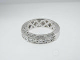 2.5ct Round Cut Diamond Half Eternity Milgrain Wedding Ring 14k White Gold Over