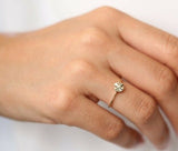 0.1ct Engagement Ring Round Cut Diamond Minimalist Circular 14k Yellow Gold Over