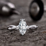 2.3ct Marquise Simulated Diamond Infinity Engagement Ring 14K White Gold Plated