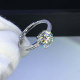 1.4ct Round Diamond Engagement Ring Solitaire with Accents 14k White Gold Finish