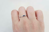 0.2ct Engagement Ring Baguette Cut Blue Sapphire Trilogy 14k White Gold Finish