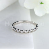 0.3ct Round Cut Moissanite Minimalist Women Wedding Band 14k White Gold Plated