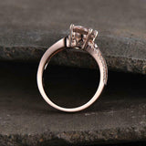 2.2ct Engagement Ring Oval Cut Peach Morganite Split Shank 14k Rose Gold Finish