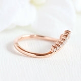 Unique Tiara Wedding Ring Band 1.2ct Round Cut Diamond 14k Rose Gold Finish