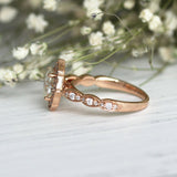 1.5Ct Oval Cut DVVS1 Diamond Vintage Halo Engagement Ring 14K Rose Gold Finish