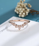 0.35ct Round Cut Moissanite Floral Curved Women Wed Band 14k Rose Gold Plated