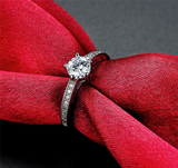 2Ct Round Cut Diamond Five Prong Solitaire with Accent Ring 14K White Gold Over