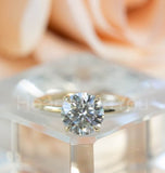 2.2ct Round Cut Moissanite Hidden Halo Engagement Ring 14k Yellow Gold Plated