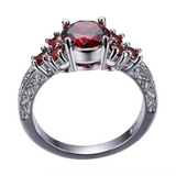 2.2ct Round Cut Red Garnet Engagement Ring 14k White Gold Finish Antique Vintage