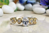 1.5ct Engagement Ring Oval Cut Diamond Floral Accents 14k Yellow Gold Finish